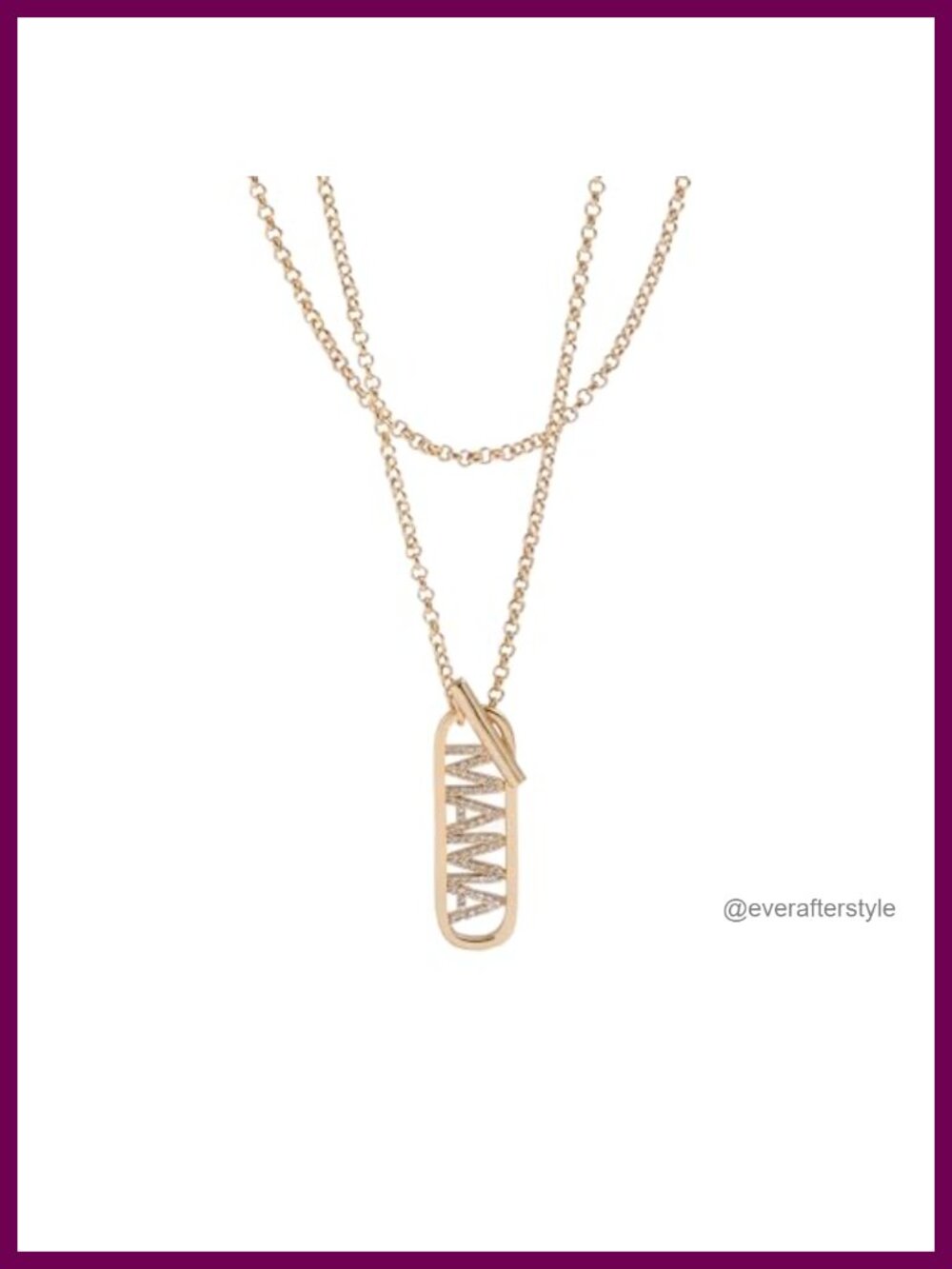 Pendant Necklace Gold Plated Brass Pave Mama Toggle